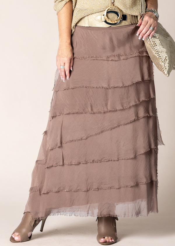 Fifi Silk Skirt in Milk Chocolate - Imagine Fashion Australia