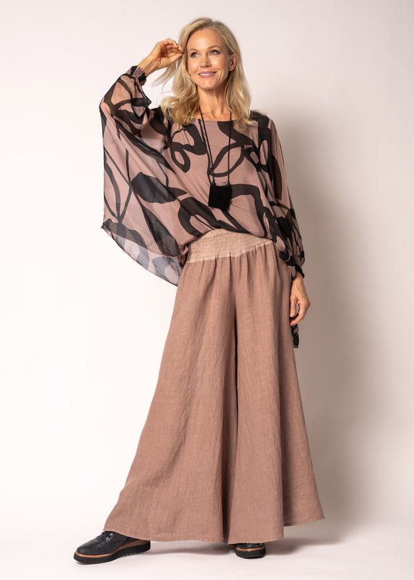 Diana Linen Pant in Milk Chocolate - Imagine Fashion Australia
