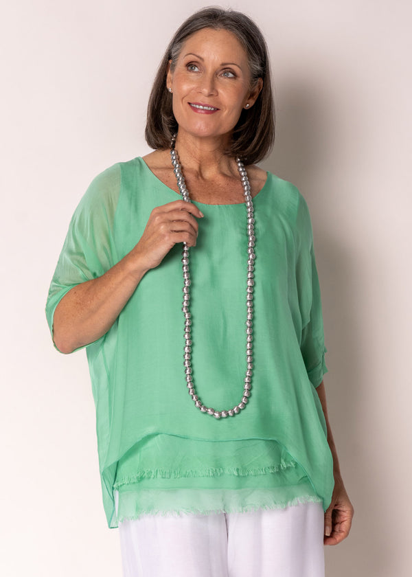 Loddie Silk Top in Capri Green - Imagine Fashion Australia