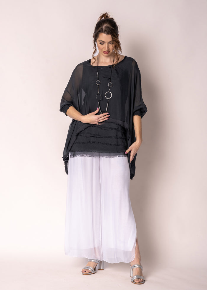 Amulet Silk Top in Granite