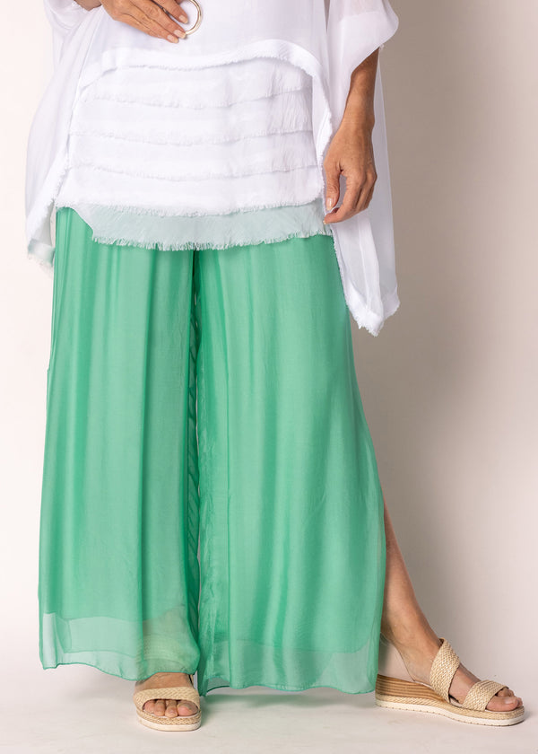 Gia Silk Pants in Capri Green - Imagine Fashion Australia