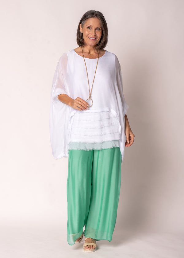 Amulet Silk Top in White - Imagine Fashion Australia