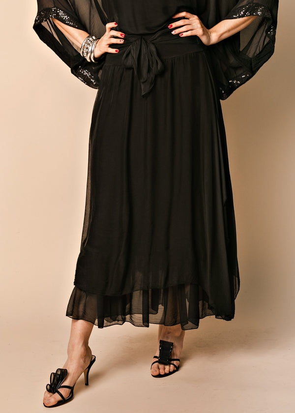 Nala Silk Skirt in Onyx - Imagine Fashion Australia