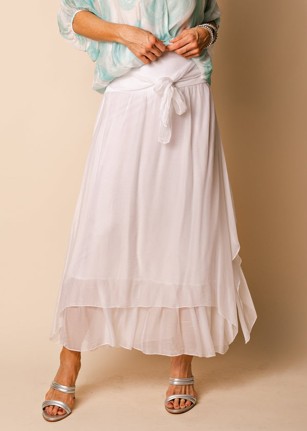 Nala Silk Skirt in White - Imagine Fashion Australia