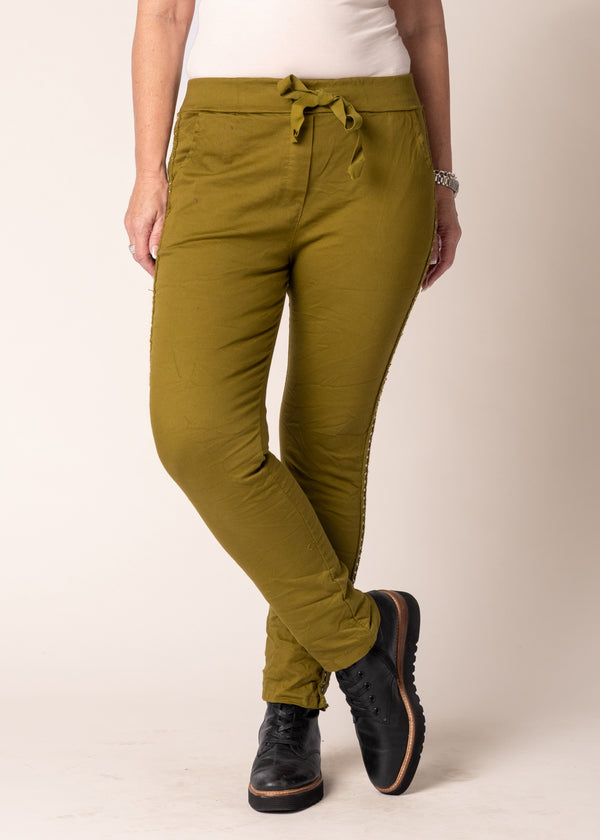 Usha Pants in Green Olive - Imagine Fashion Australia