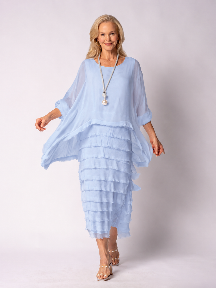 Netty Silk Dress in Baby Blue