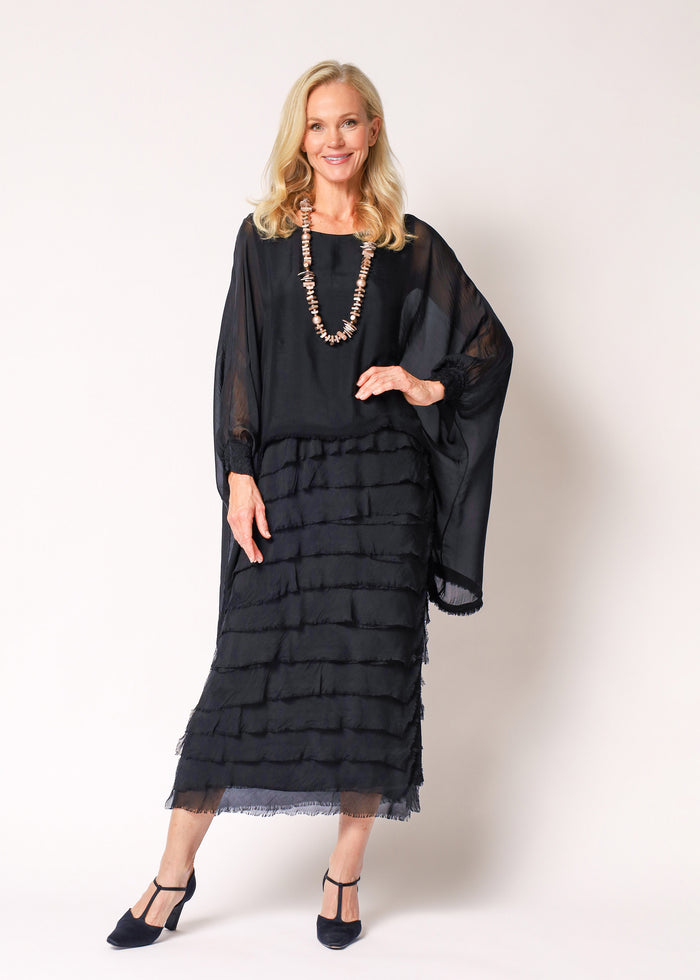 Netty Silk Dress in Onyx