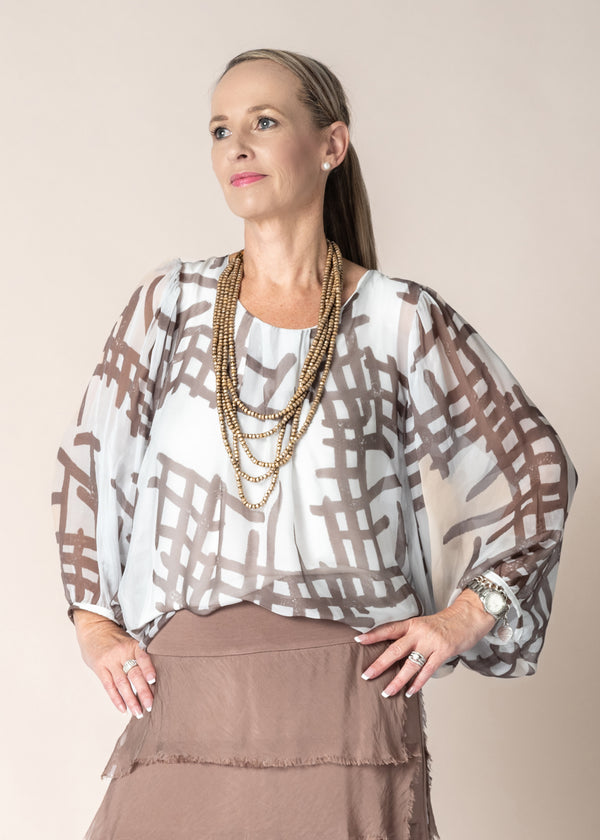 Arwen Silk Top in Milk Chocolate - Imagine Fashion Australia