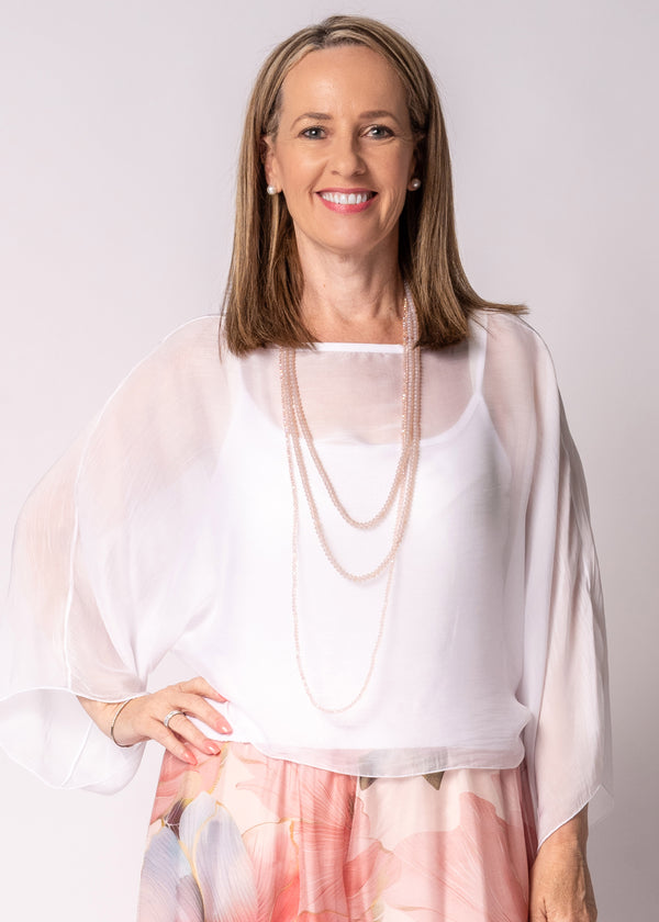 Kaidi Silk Top in White - Imagine Fashion Australia