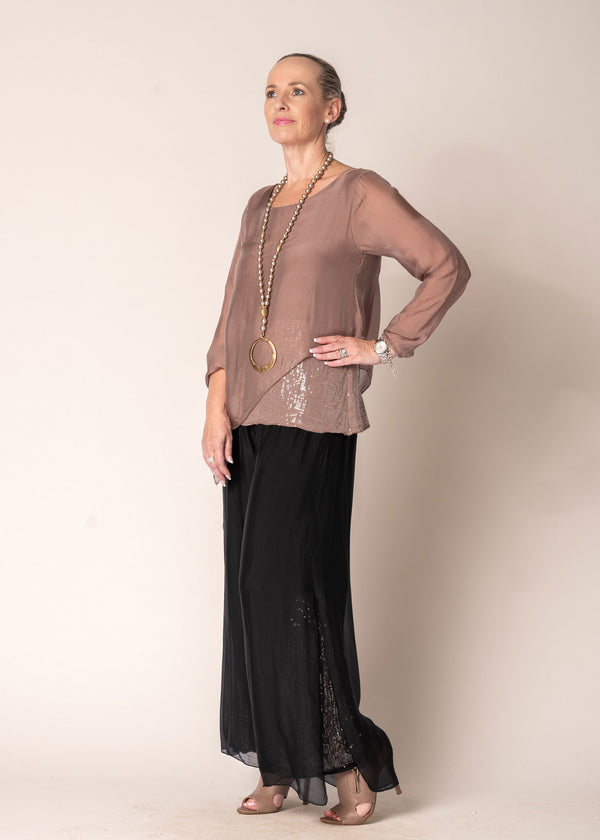 Karolina Silk Pants in Onyx - Imagine Fashion Australia