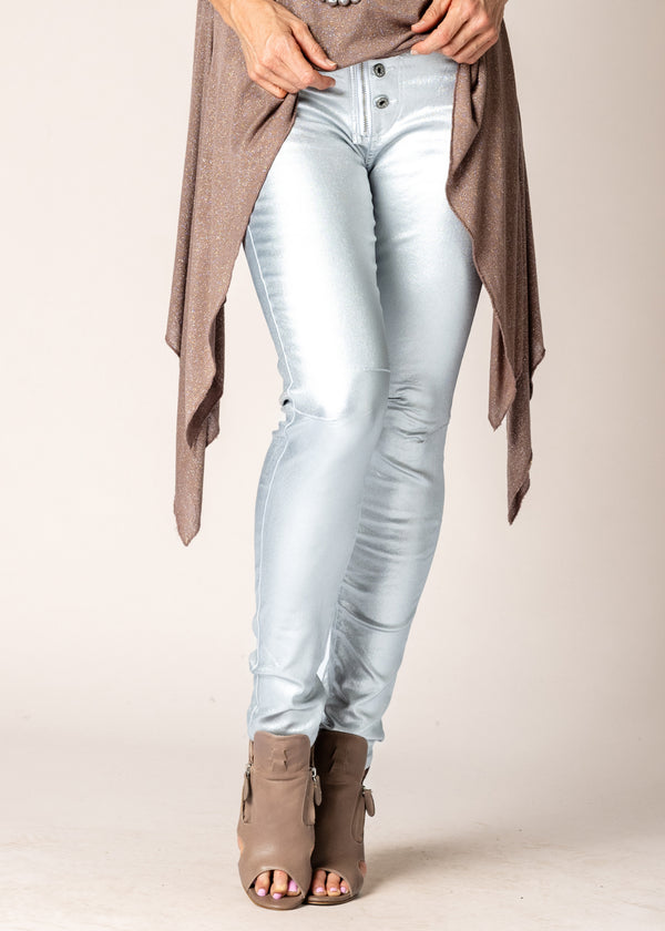Charlene Metallic Pants in Silver - Imagine Fashion Australia