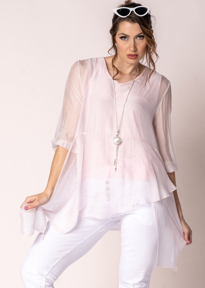 Floren Silk Top in Modena Pink