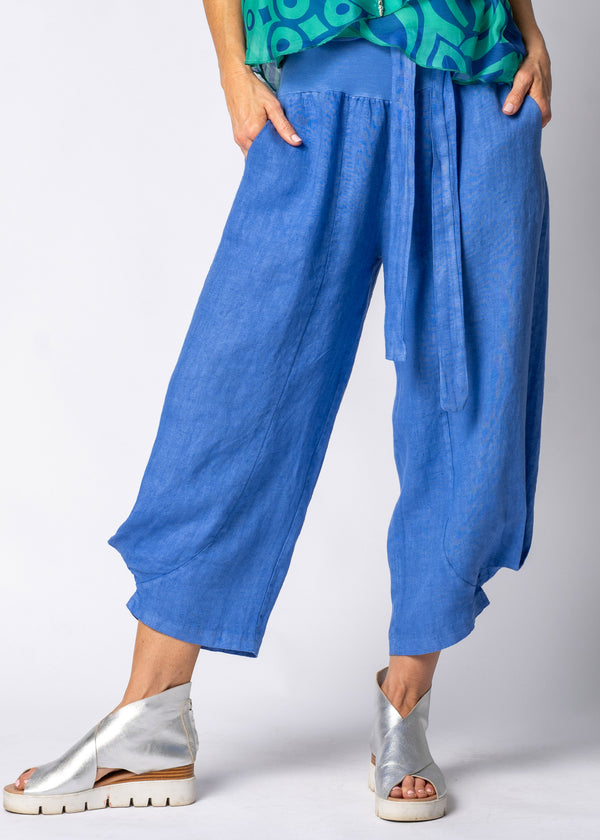 Addison Linen Pant in Positano Blue - Imagine Fashion Australia