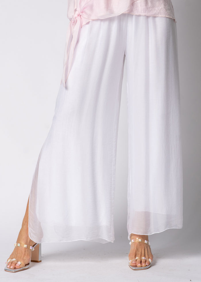 Gia Silk Pants in White