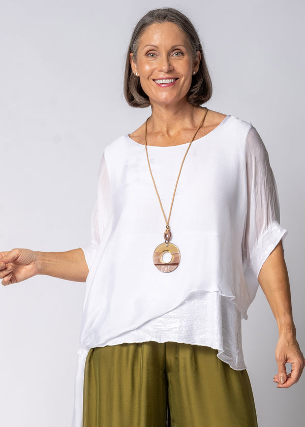 Danika Silk Top in White - Imagine Fashion Australia