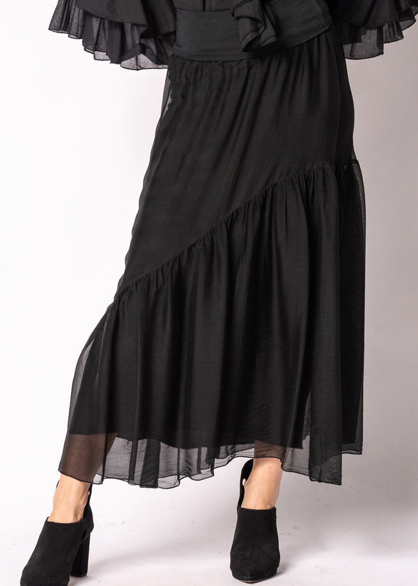 Adelise Silk Skirt in Onyx - Imagine Fashion Australia