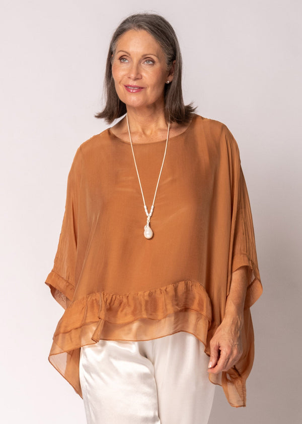 Amelina Silk Top in Burnt Toffee