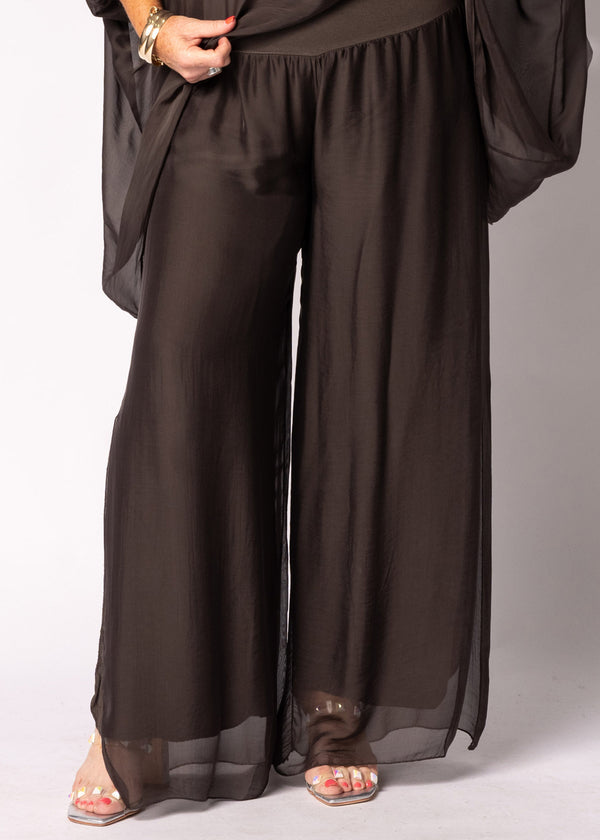 Gia Silk Pants in Chocolate Truffle - Imagine Fashion Australia