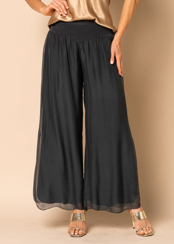 Gia Silk Pants in Granite - Imagine Fashion Australia