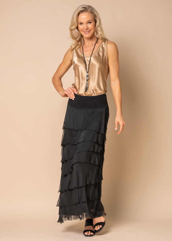 Fifi Silk Skirt in Onyx - Imagine Fashion Australia