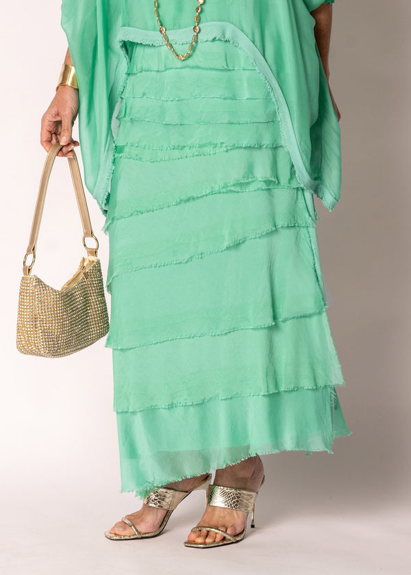 Fifi Silk Skirt in Capri Green - Imagine Fashion Australia