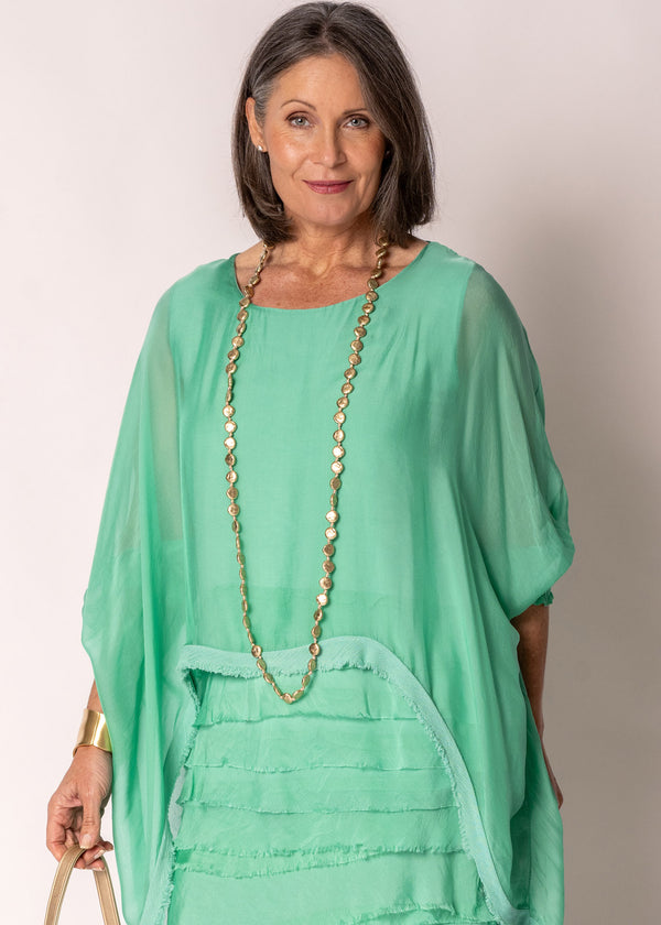 Amulet Silk Top in Capri Green - Imagine Fashion Australia