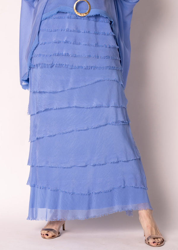 Fifi Silk Skirt in Positano Blue - Imagine Fashion Australia