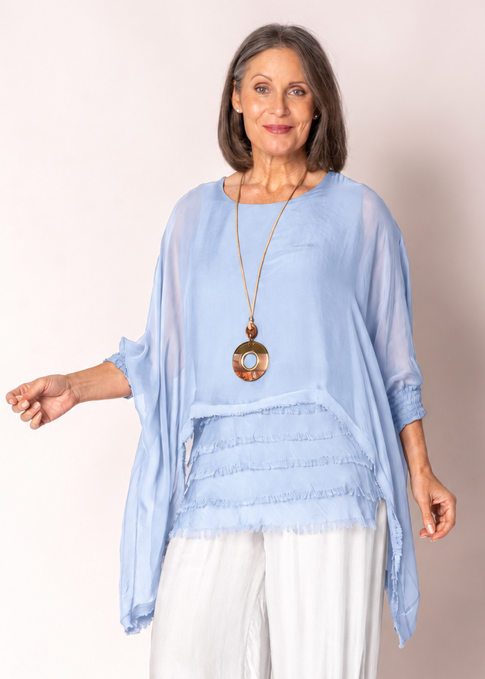 Amulet Silk Top in Baby Blue