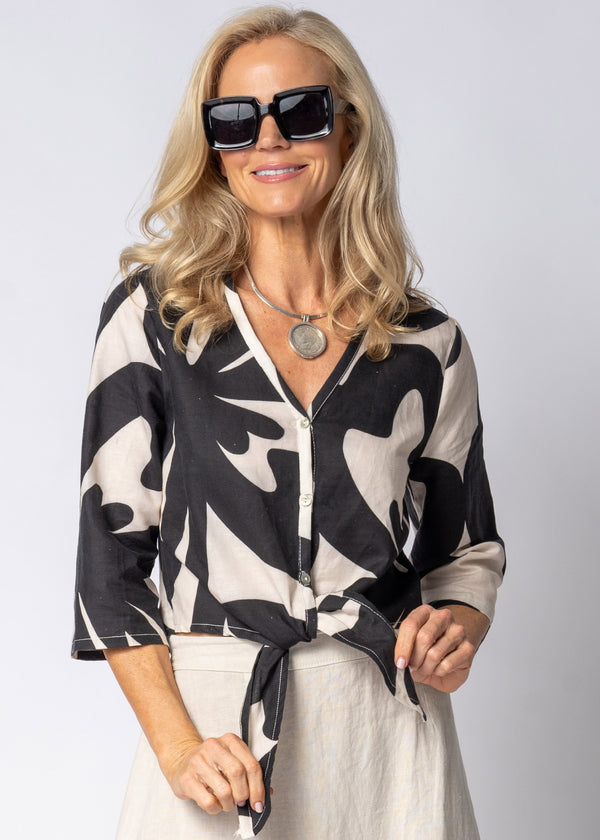 Avenley Linen Top in Cream - Imagine Fashion Australia