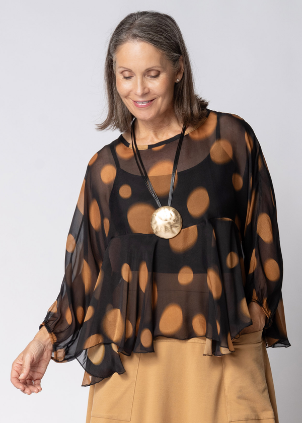 Fenna Silk Top in Sahara Sand - Imagine Fashion Australia