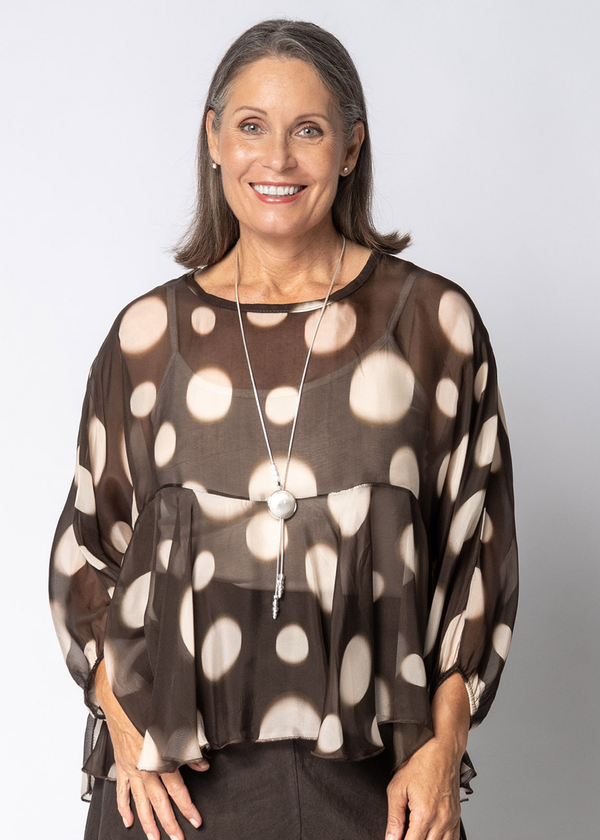 Fenna Silk Top in Chocolate Truffle - Imagine Fashion Australia