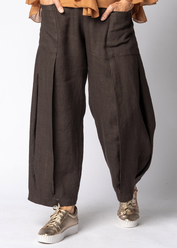 Olenna Linen Pants in Chocolate Truffle - Imagine Fashion Australia