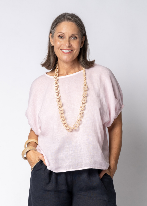 Solene Linen Top in Modena Pink - Imagine Fashion Australia