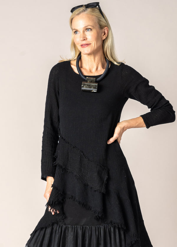 Christina Linen Top in Onyx - Imagine Fashion Australia