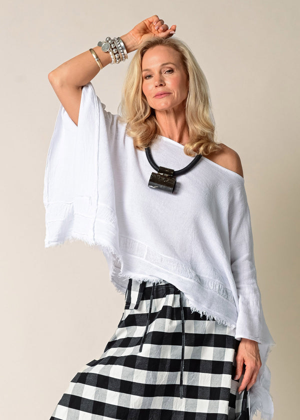 Teegan Linen Top in White - Imagine Fashion Australia