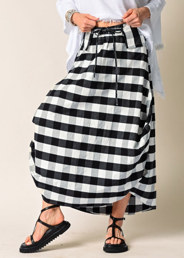 Ada Cotton Skirt in Onyx Check - Imagine Fashion Australia