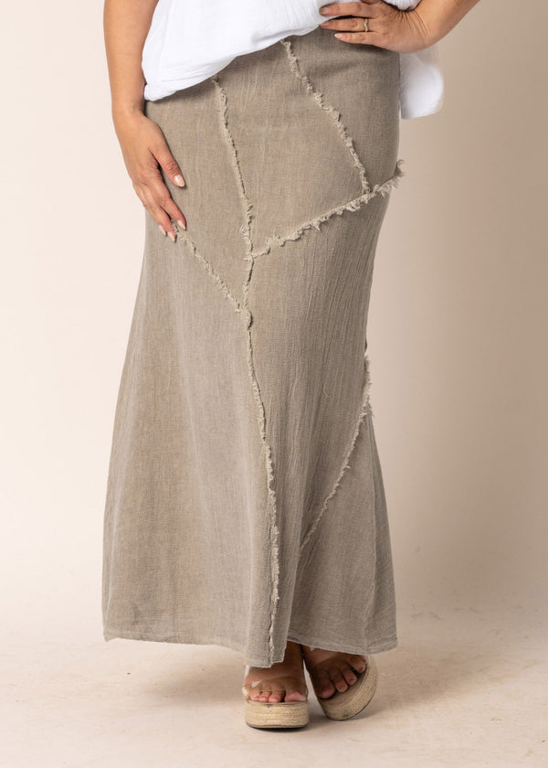 Skyla Linen Skirt in Mocha - Imagine Fashion Australia
