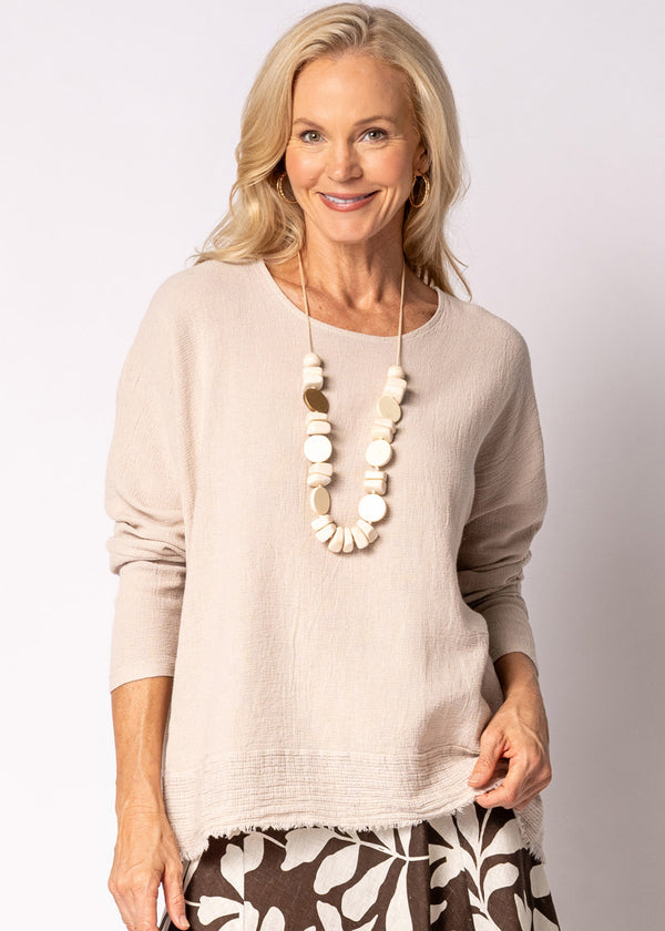 Arwyn Linen Blend Top in Latte - Imagine Fashion Australia