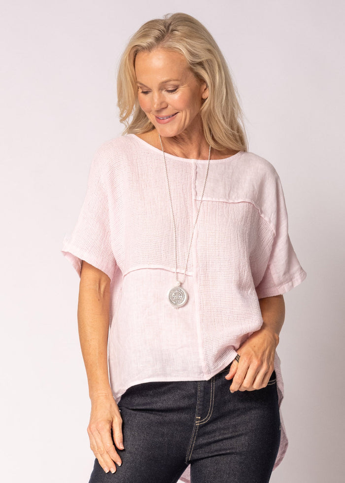 Nalina Linen Top in Modena Pink