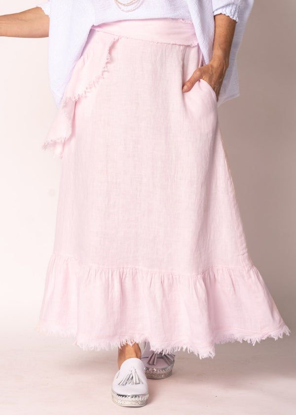 Gessica Linen Skirt in Modena Pink - Imagine Fashion Australia