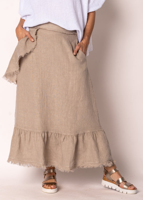 Gessica Linen Skirt in Latte - Imagine Fashion Australia