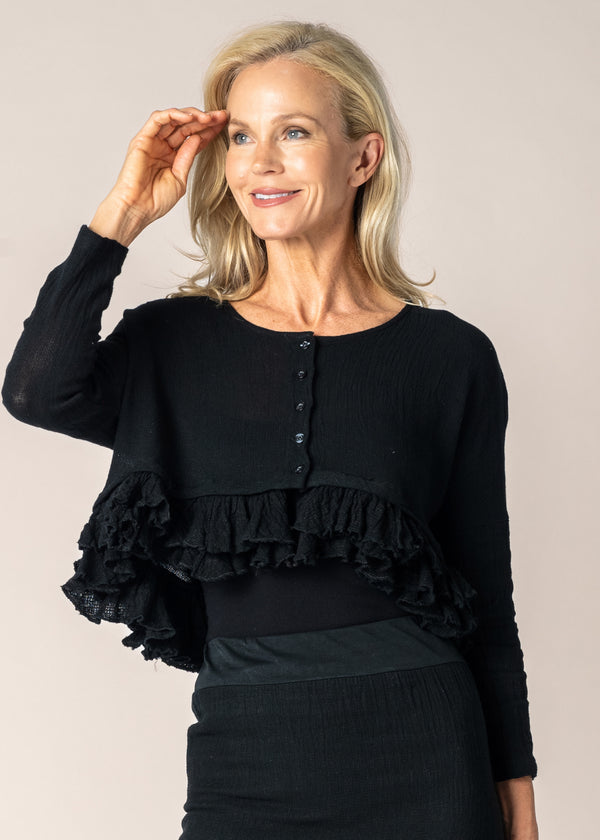 Patsy Linen Jacket in Onyx - Imagine Fashion Australia
