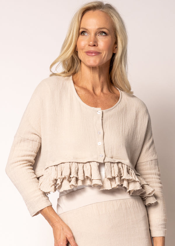Patsy Linen Jacket in Latte - Imagine Fashion Australia