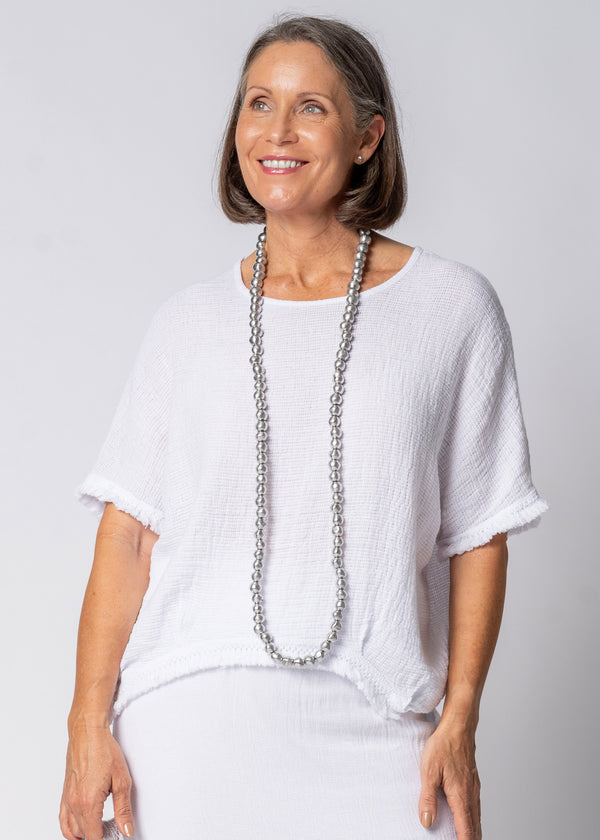 Nixie Linen Top in White - Imagine Fashion Australia