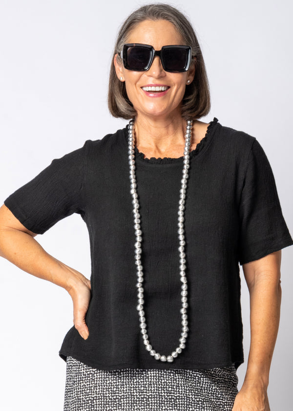 Romara Linen Top in Onyx - Imagine Fashion Australia