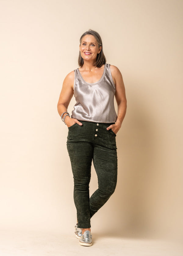 Jream Corduroy Pants in Khaki - Imagine Fashion Australia