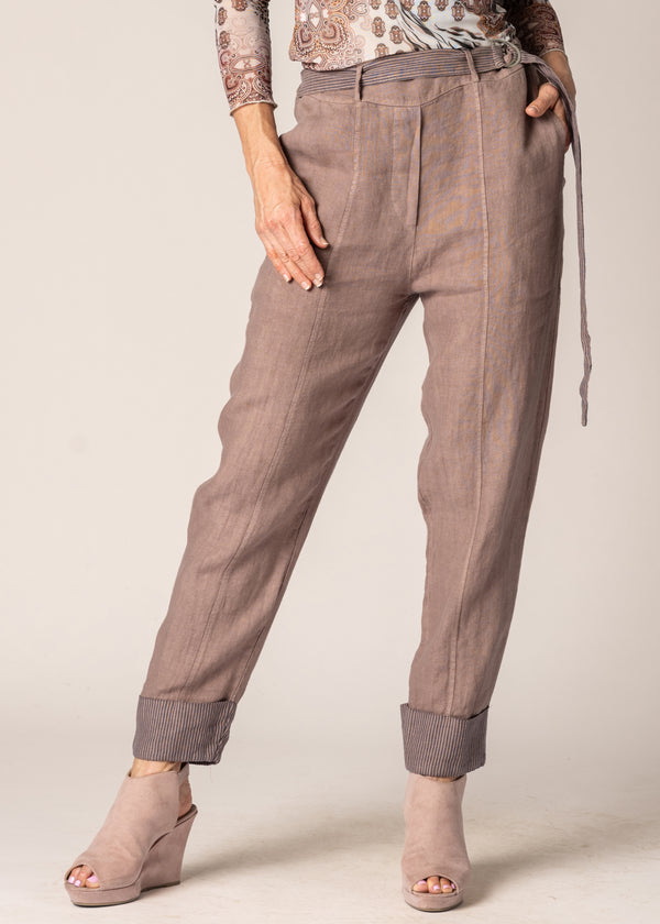 Helena Linen Pants in Milk Chocolate - Imagine Fashion Australia