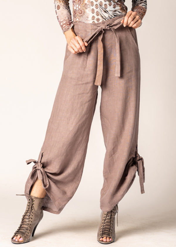 Gabriella Linen Pants in Milk Chocolate - Imagine Fashion Australia