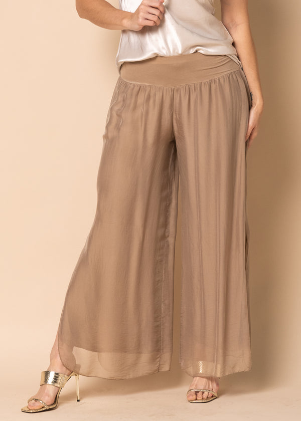 Gia Silk Pants in Desert - Imagine Fashion Australia