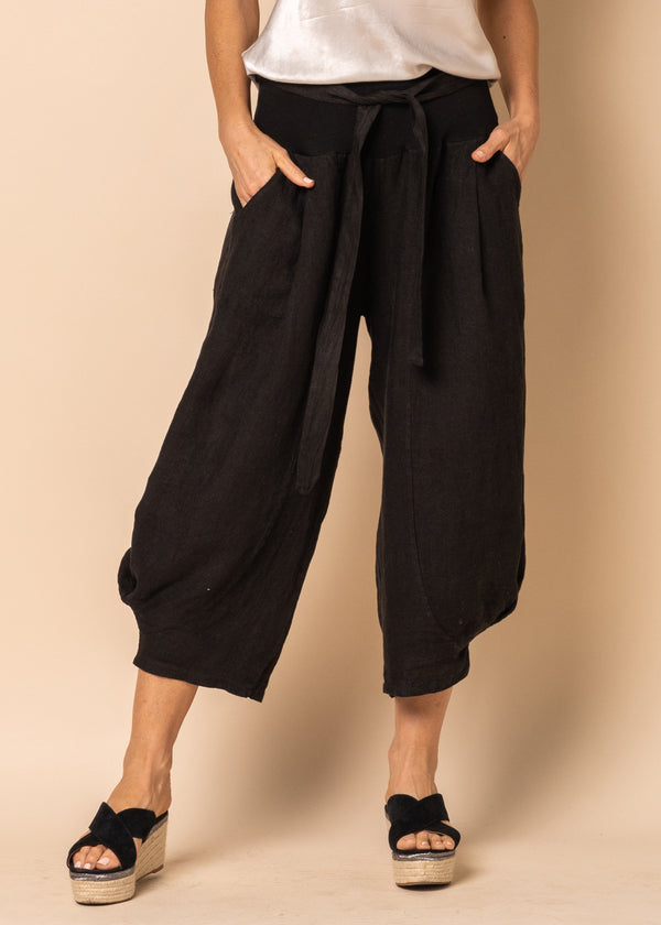 Addison Linen Pant in Onyx - Imagine Fashion Australia